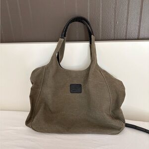 Our Tribe Filipino Canvas Tote with Braided Leather Handles - Olive